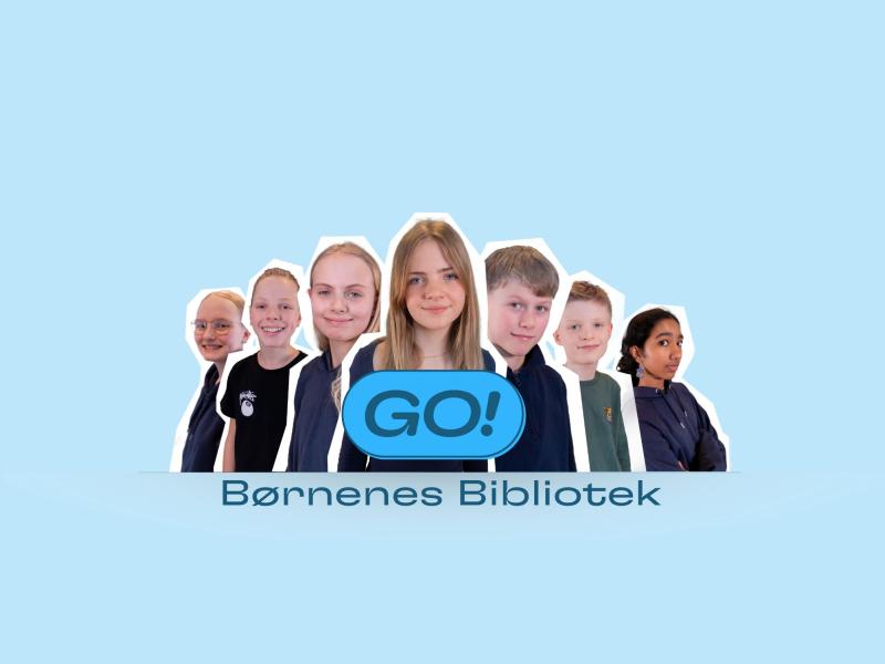 Billede af børn med grafik: GO - børnenes bibliotek